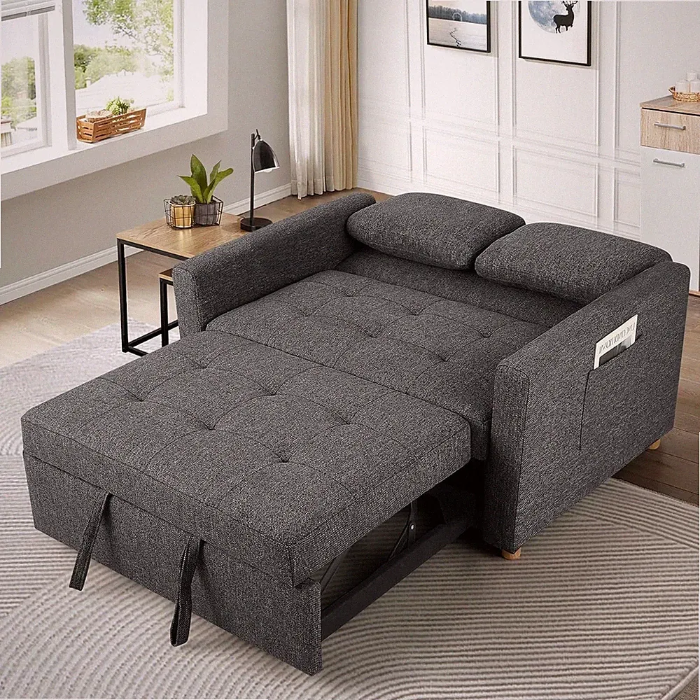 3 in 1 2 Seater Convertible Sofa Bed Sleeper Sofa Linen Loveseat Futon Couch Bed