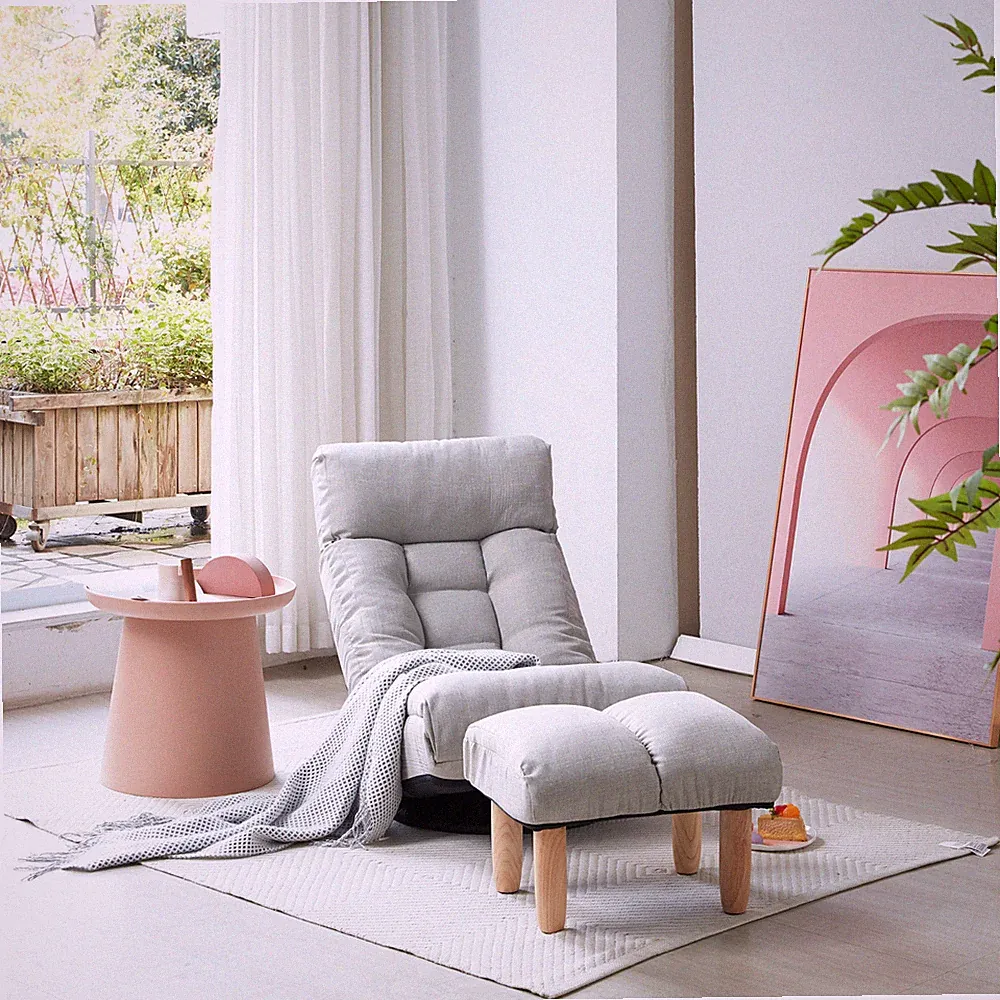 360° Swivel Floor Sofa Chair Recliner Folding Lazy Chaise Lounge with Footrest
