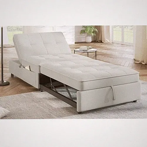 4 in 1 Convertible Sleeper Sofa Bed Velvet Tufted Upholstered Single Recliner