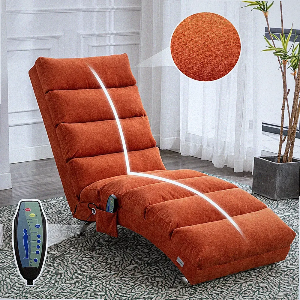 COOLMORE Luxury Upholstered Chaise Lounge Chair with Vibration for Relaxatio