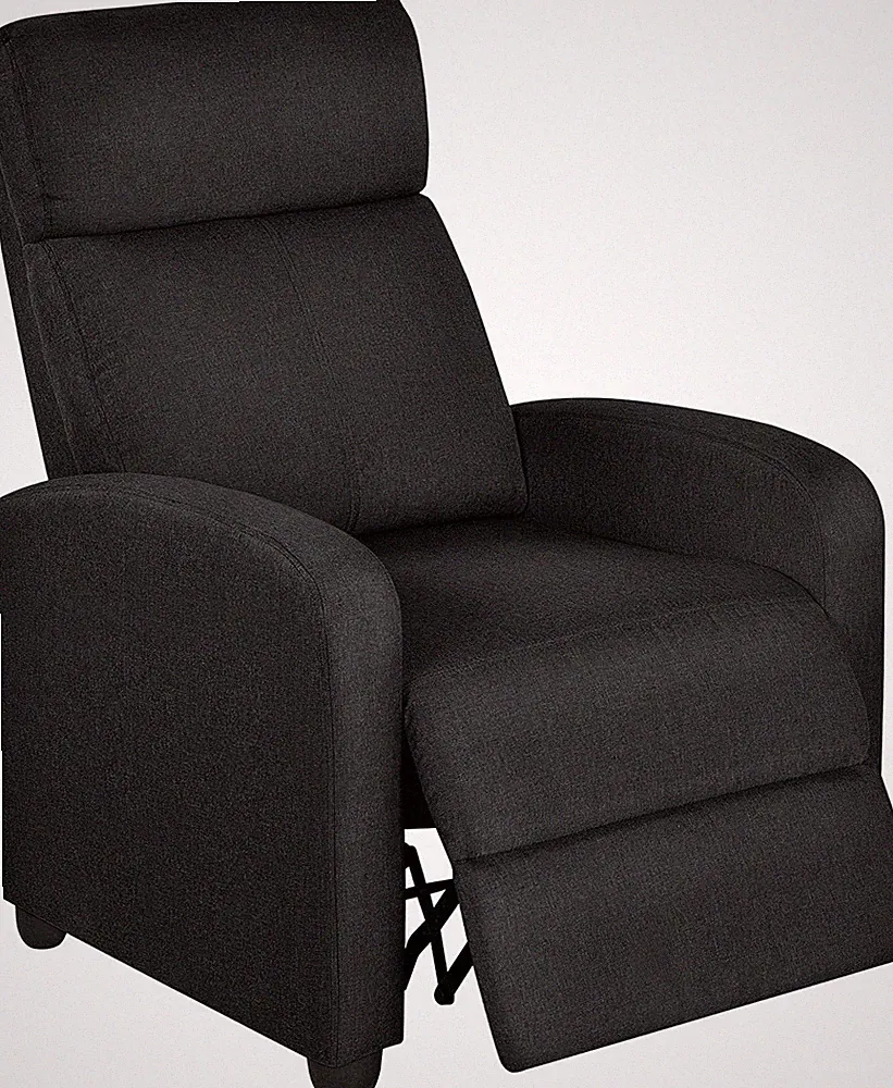 Fabric Upholstered Textile Push Back Recliner Chair Sturdy Living Room Furniture