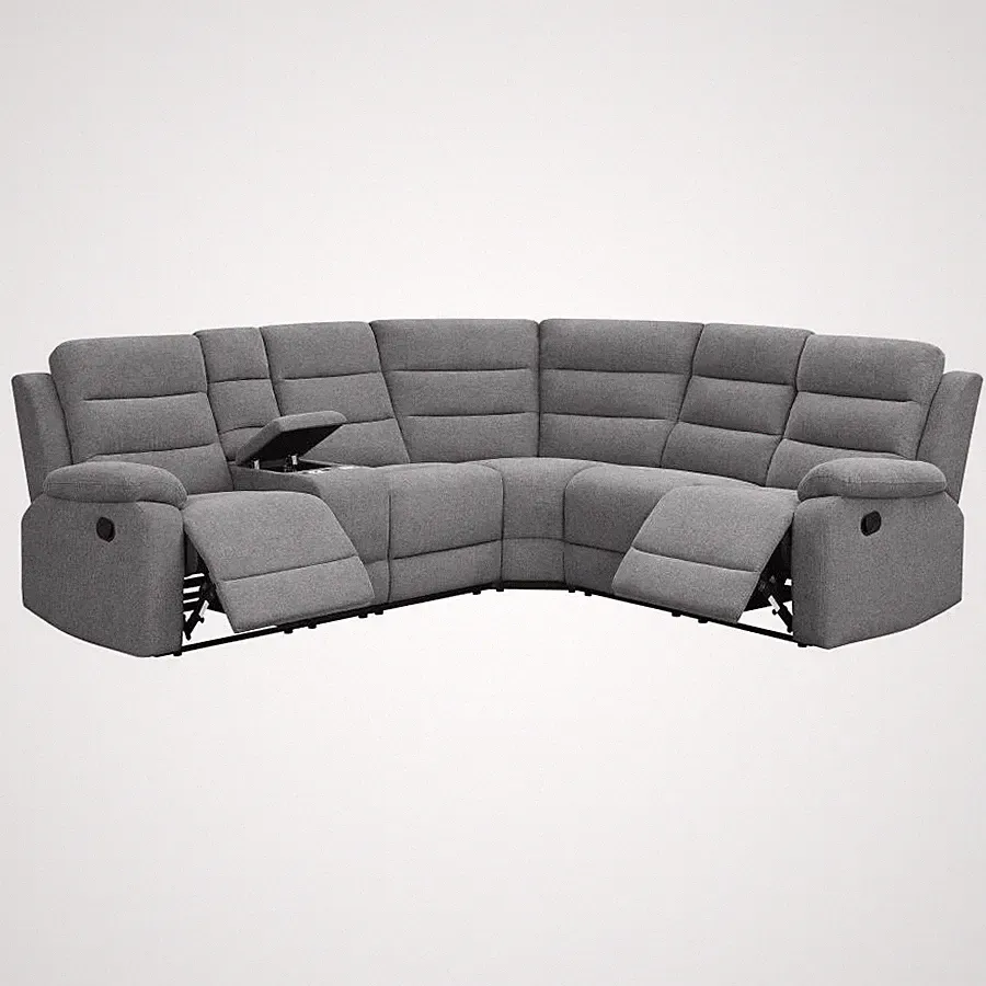 GREY SMOKE LINEN LIKE RECLINING SOFA WALL HUGGER SECTIONAL CONSOLE FURNITURE