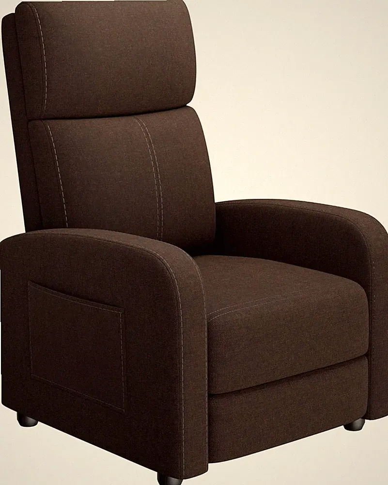 Linen Fabric Manual Recliner Chair, with Side Pocket, High Backrest, Thick Cushi