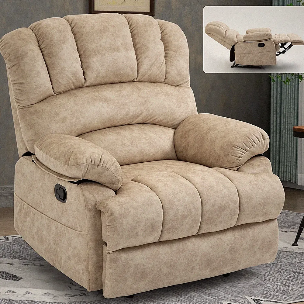Manual Small Recliner Chair for Small Spaces for Living Room,Nursery,Linen Beige