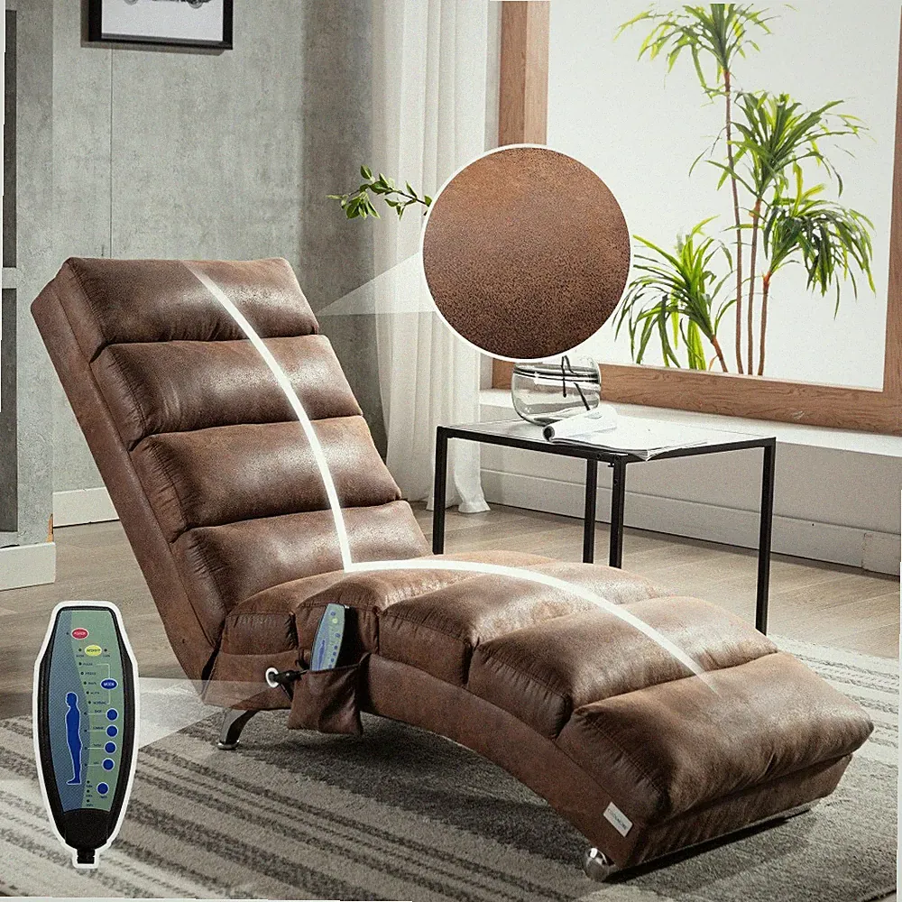 Massage Chaise Lounge w/Remote - Ergonomic Electric Long Lounger 5 Modes