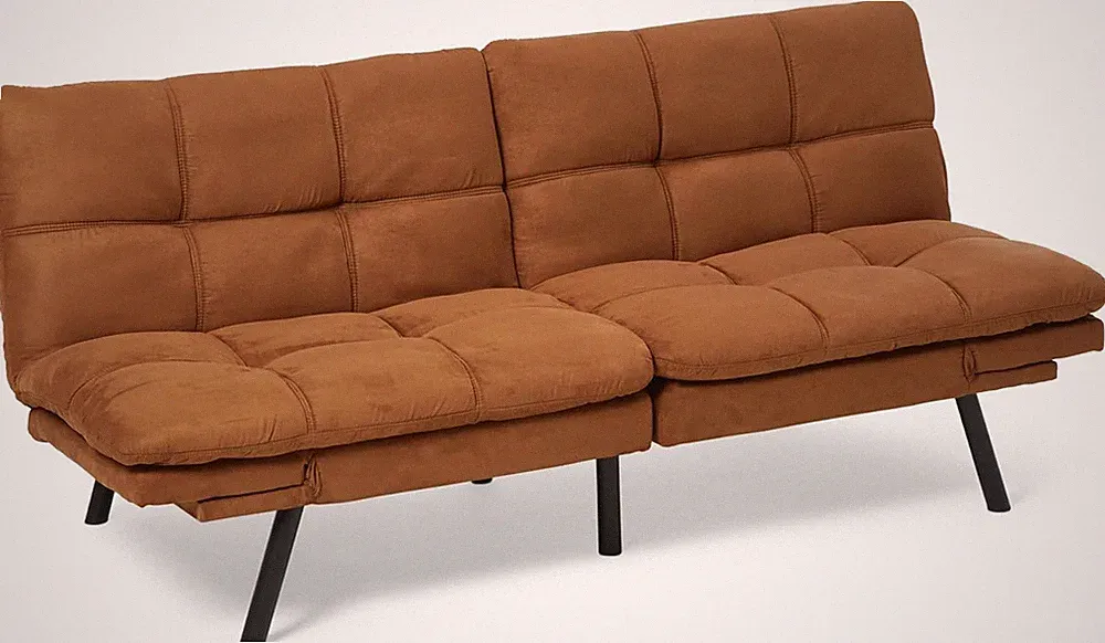 Modern Brown Loveseat Convertible Memory Foam Futon Sofa Bed for Small Spaces