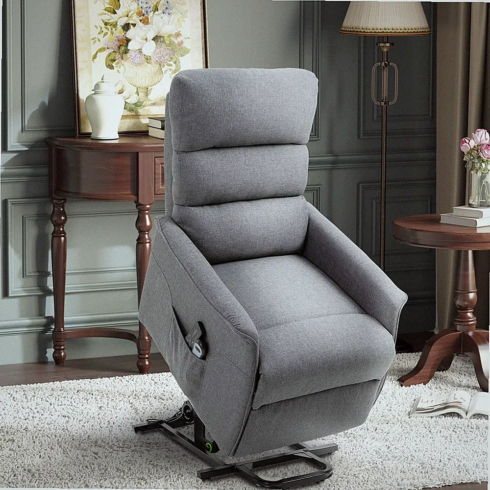 Power Lift Assist Recliner Chair for Elderly with Remote Control, Linen Fabric
