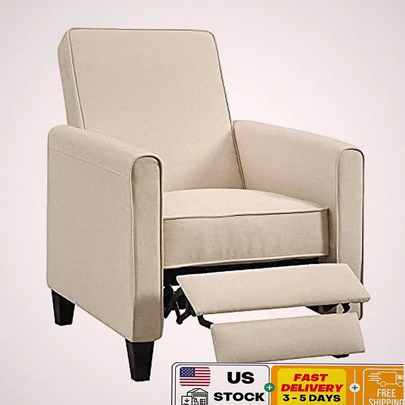 Recliner Chair Push Back Adjustable Footrest Plush Seating Compact Spaces New