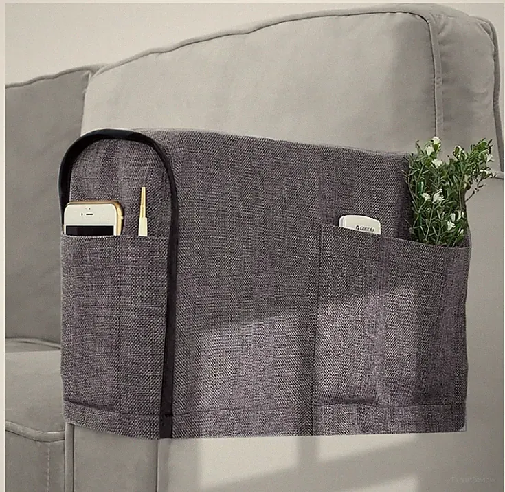 Recliner Narrow Linen Armrest Cover for Living Room Anti-Slip Sofa Arm Protector