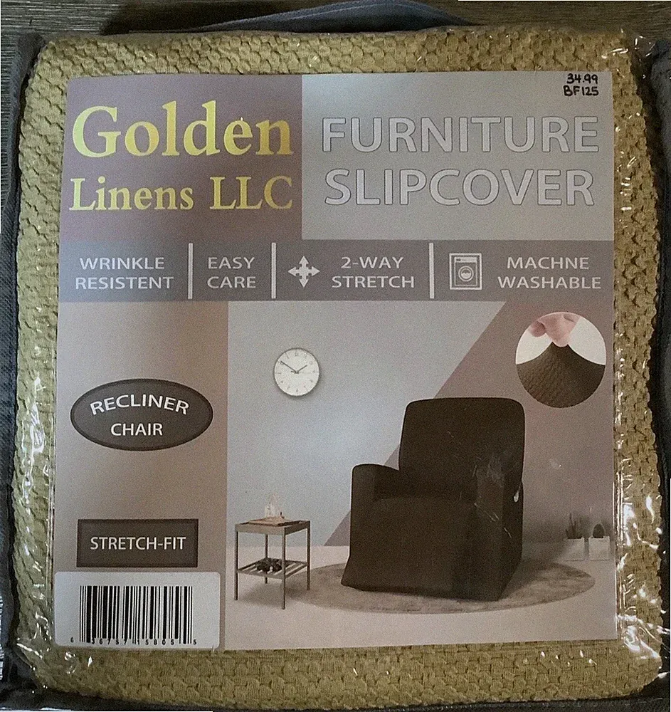 Recliner Slipcover Stretch Fit Machine Washable Golden Linens LLC Tan