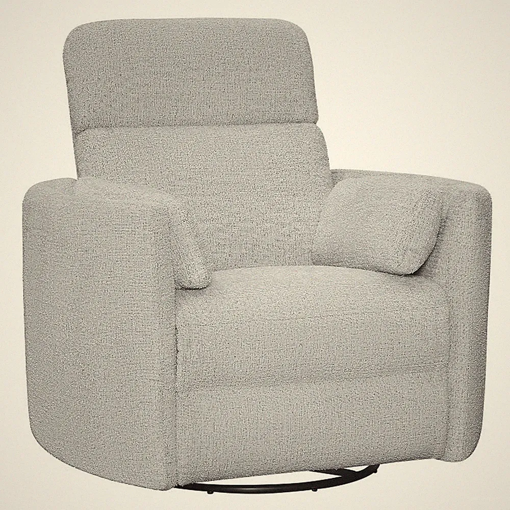 Rosebery Kids Manual Recliner Swivel Accent Chair in Angora Linen