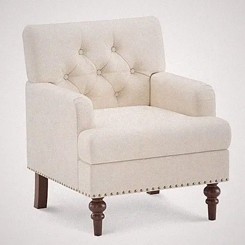 Upholstered Accent Chair with Thick Cushion, High Back Reading Set of 1 Beige
